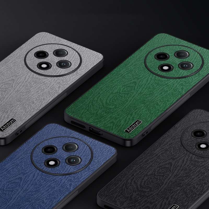 For OPPO A3 Pro Tree Bark Leather Shockproof Phone Case(Black)
