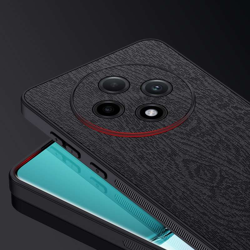 For OPPO A3 Pro Tree Bark Leather Shockproof Phone Case(Black)