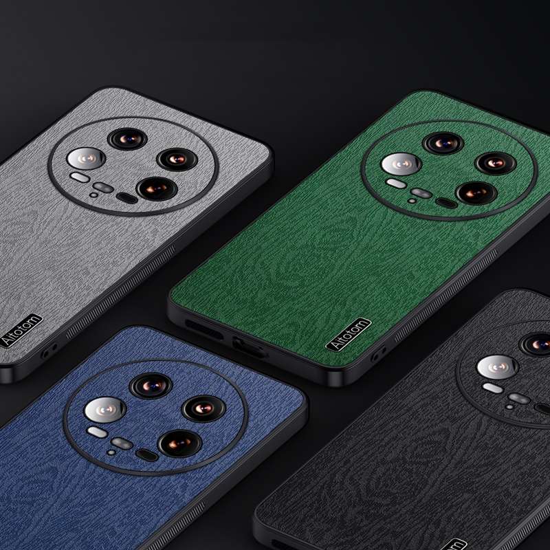 For Xiaomi 14 Ultra Tree Bark Leather Shockproof Phone Case(Blue)