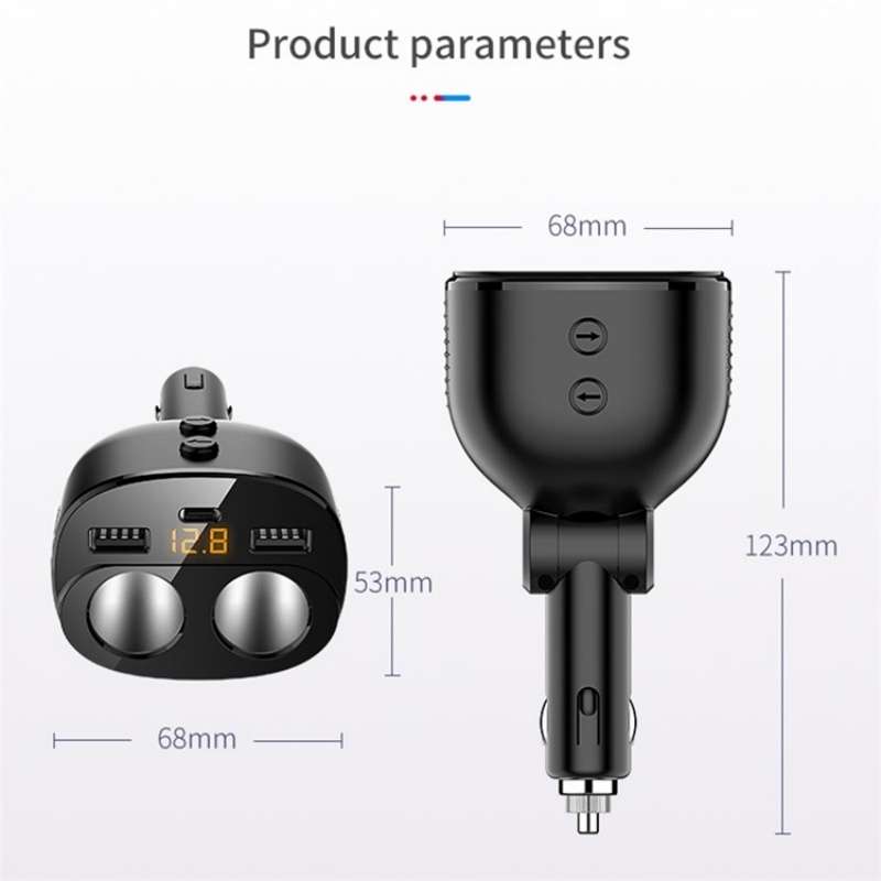 C06Q Dual USB + Type-C Cigarette Lighter PD 18W / QC3.0 Fast Charging Car Charger