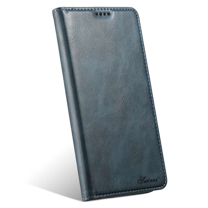 For Samsung Galaxy S22 5G Suteni J02 Oil Wax Wallet Leather Phone Case(Blue)