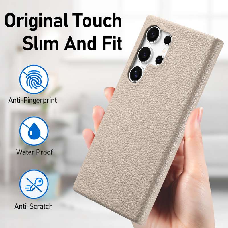 For Samsung Galaxy S23 Ultra 5G Litchi Oil Edge Leather Back Phone Case(Khaki)