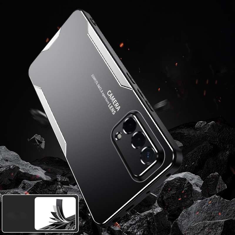 For OPPO A93 Blade Series TPU Hybrid Metal Phone Case(Gold)