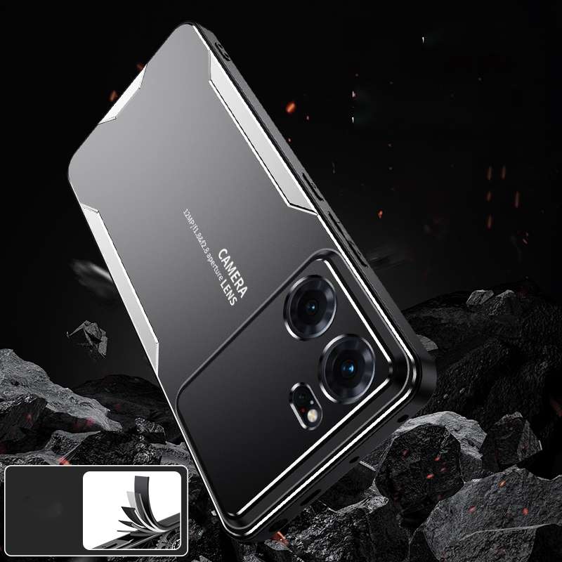 For OPPO Reno4 Blade Series TPU Hybrid Metal Phone Case(Silver)