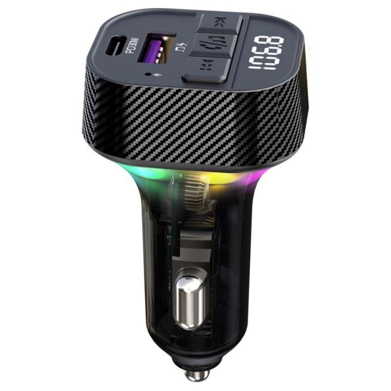 C51 Type-C + USB Car Charger Colorful Light Car Bluetooth Adapter FM Transmitter MP3 Player