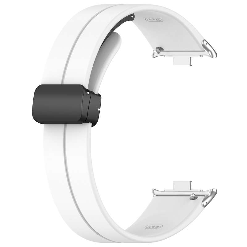 For Redmi Watch 4 Groove Folding Magnetic Buckle Silicone Watch Band(White)