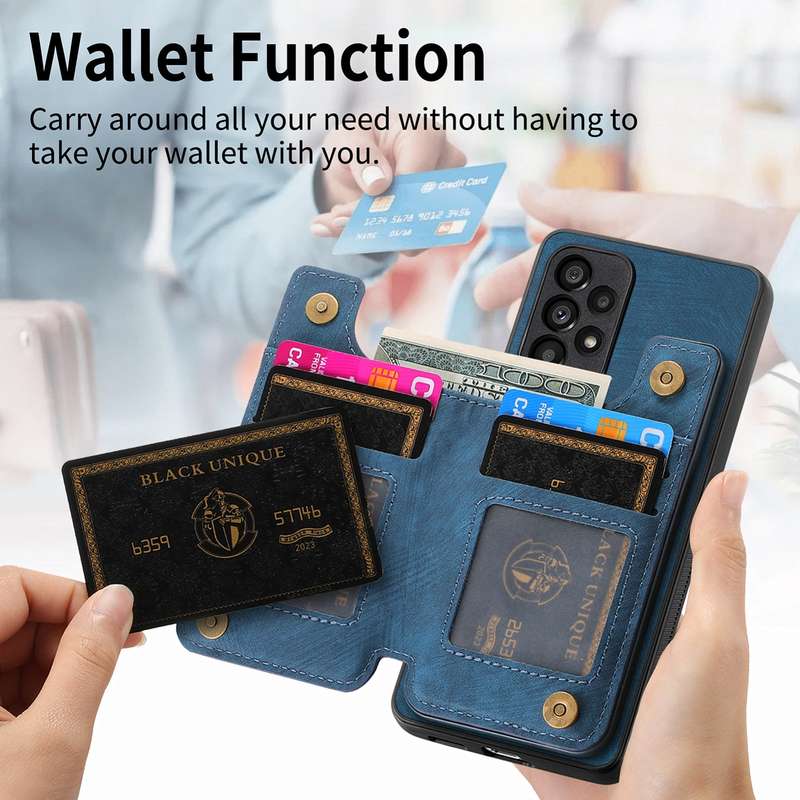 For Samsung Galaxy A53 Retro Leather Zipper Wallet Back Phone Case(Blue)