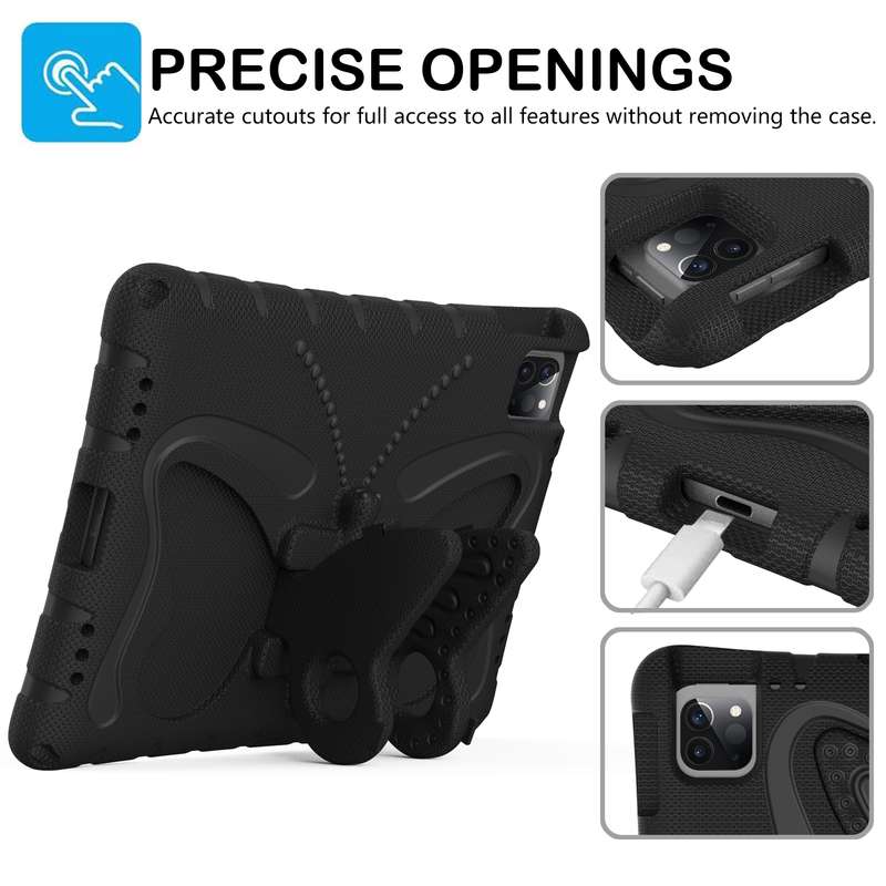 For iPad Air 2022/2020 10.9 Butterfly Bracket EVA Shockproof Tablet Case(Black)