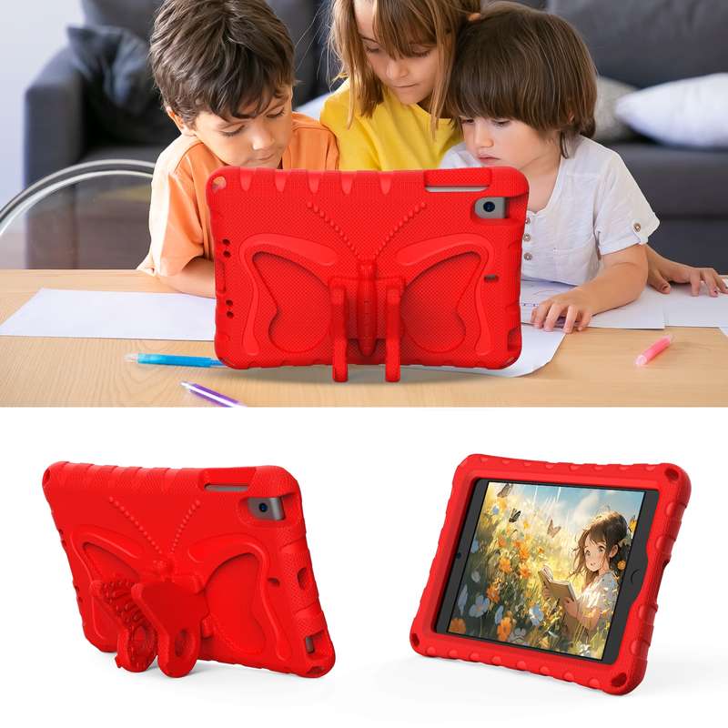 For iPad mini 1/2/3/4/5 Butterfly Bracket EVA Shockproof Tablet Case(Red)