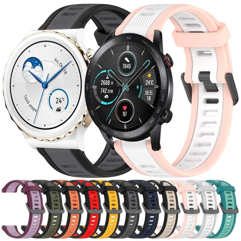 For Huawei Watch GT3 Pro 43mm 20mm Two Color Textured Silicone Watch Band(Grey+Black)