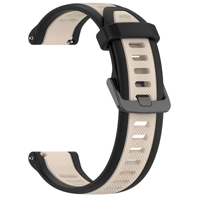 For Samsung Galaxy Watch 4 44mm 20mm Two Color Textured Silicone Watch Band(Starlight + Black)