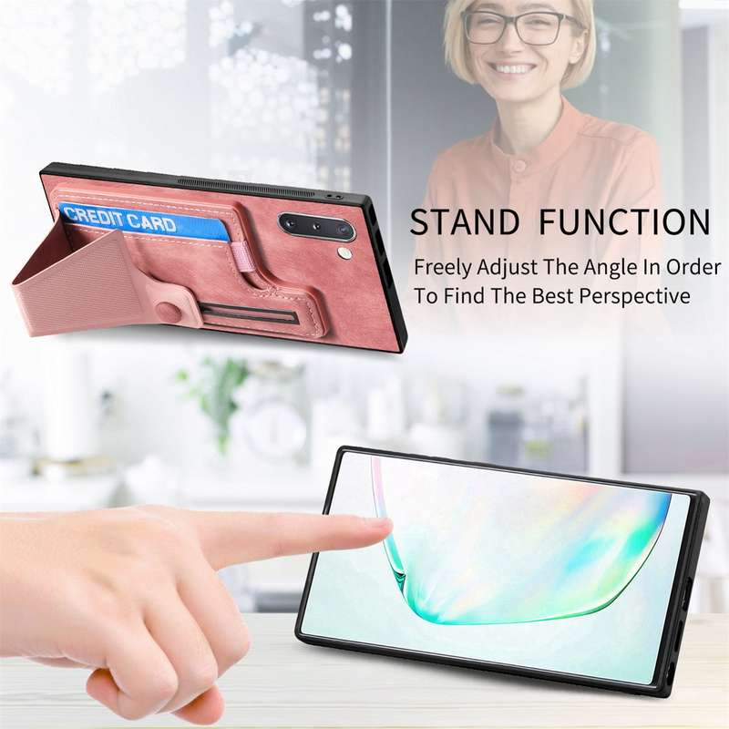 For Samsung Galaxy Note10 II K-shaped Slide Holder Card Slot Phone Case(Purple)
