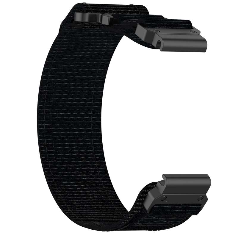 For Garmin Fenix 6X 26mm Nylon Hook And Loop Fastener Watch Band(Black)