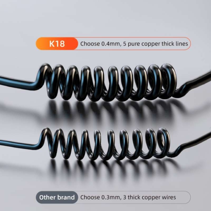 K18B 12-24V Car Charger USB+Type-C Dual Port Charging Adapter with PD 30W Type-C Spring Cable