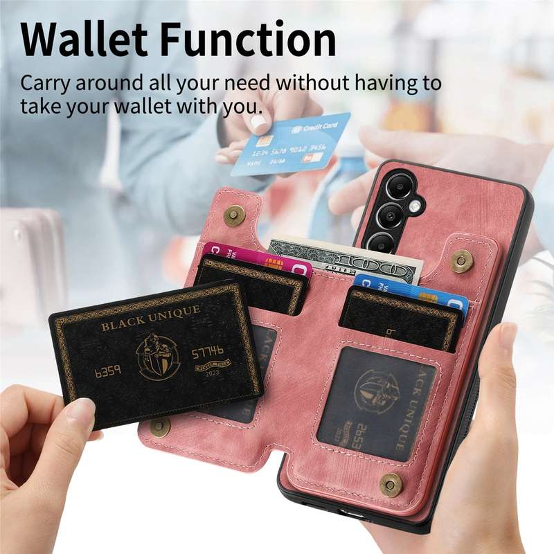 For Samsung Galaxy M14 Retro Leather Zipper Wallet Back Phone Case(Pink)