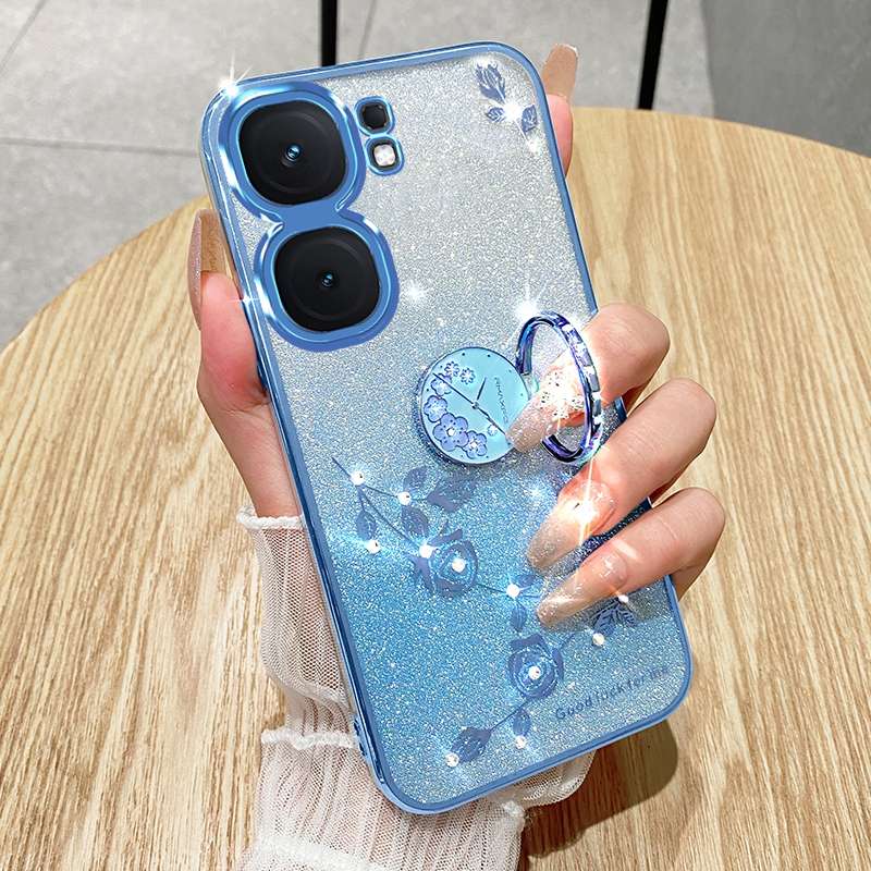 For vivo iQOO Neo9 Pro Gradient Glitter Immortal Flower Ring All-inclusive Phone Case(Pink)