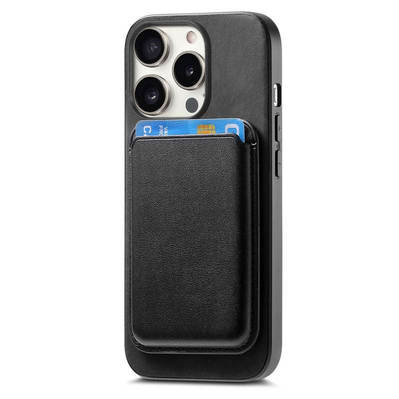 For iPhone 15 Pro Max Retro Magsafe Card Bag PU Back Cover Phone Case(Black)