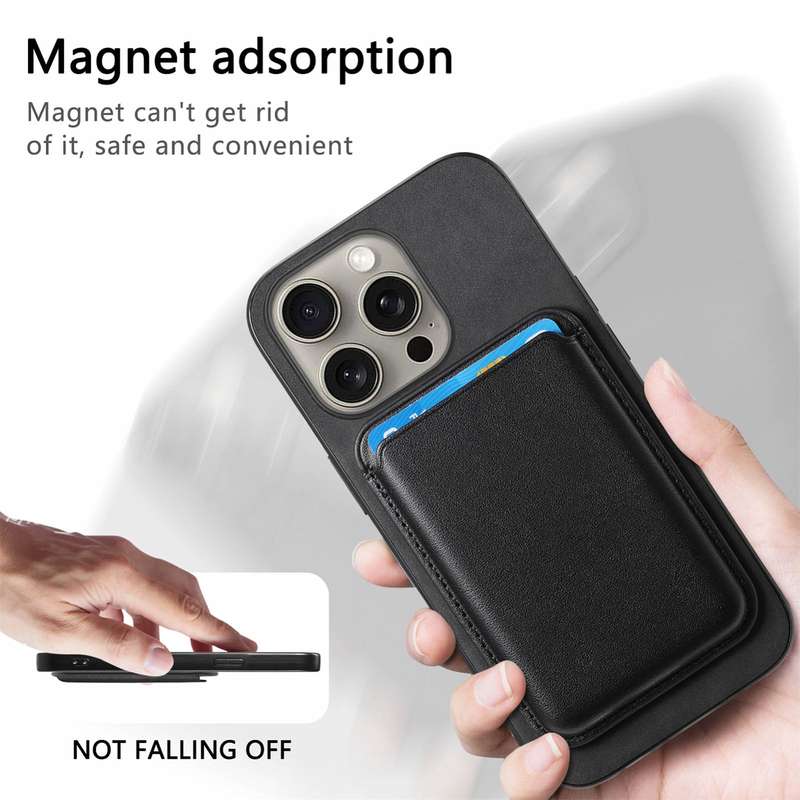 For iPhone 15 Pro Max Retro Magsafe Card Bag PU Back Cover Phone Case(Black)