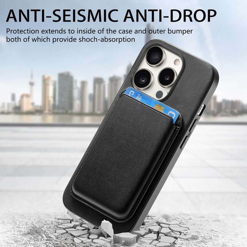 For iPhone 15 Pro Max Retro Magsafe Card Bag PU Back Cover Phone Case(Black)