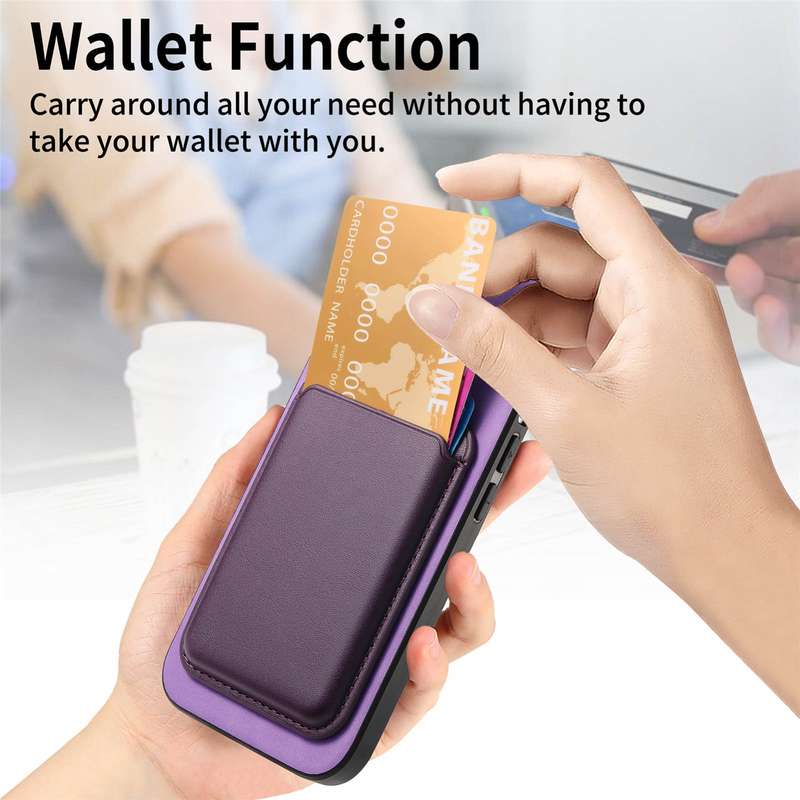 For iPhone 14 Retro Magsafe Card Bag PU Back Cover Phone Case(Purple)