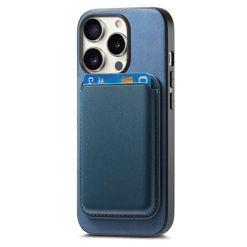 For iPhone 12 Pro Retro Magsafe Card Bag PU Back Cover Phone Case(Blue)