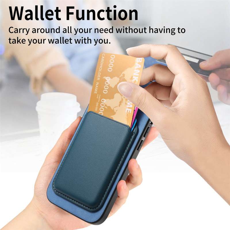 For iPhone 12 Pro Retro Magsafe Card Bag PU Back Cover Phone Case(Blue)