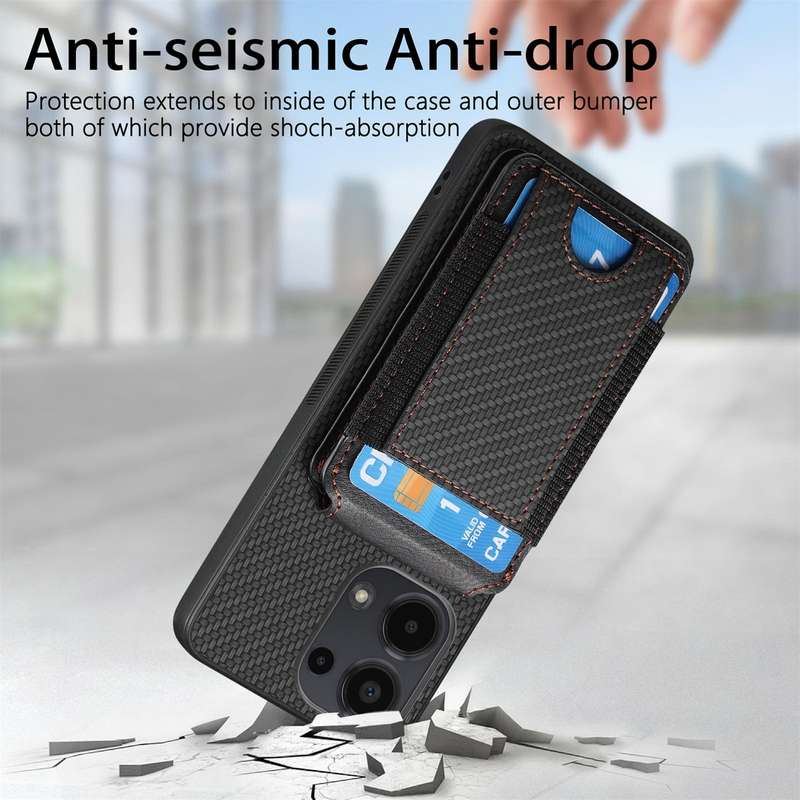 For Xiaomi Mi 11 Lite Carbon Fiber Vertical Flip Wallet Stand Phone Case(Black)
