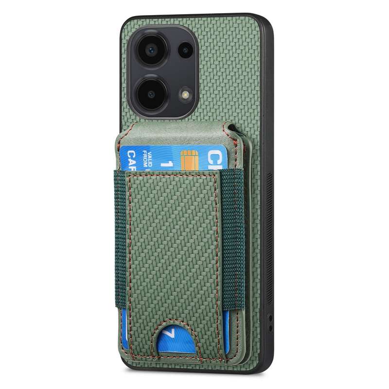 For Xiaomi Redmi K60 / K60 Pro Carbon Fiber Vertical Flip Wallet Stand Phone Case(Green)