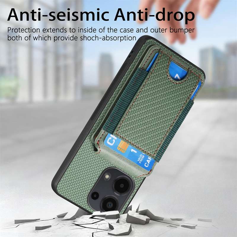 For Xiaomi Redmi K60 / K60 Pro Carbon Fiber Vertical Flip Wallet Stand Phone Case(Green)