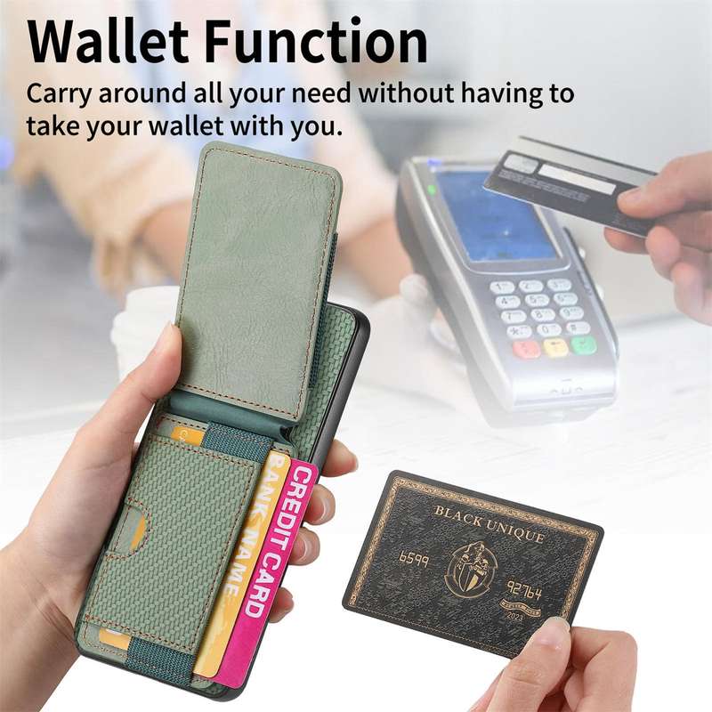 For Xiaomi Redmi K60 / K60 Pro Carbon Fiber Vertical Flip Wallet Stand Phone Case(Green)