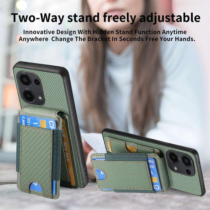 For Xiaomi Redmi K60 / K60 Pro Carbon Fiber Vertical Flip Wallet Stand Phone Case(Green)