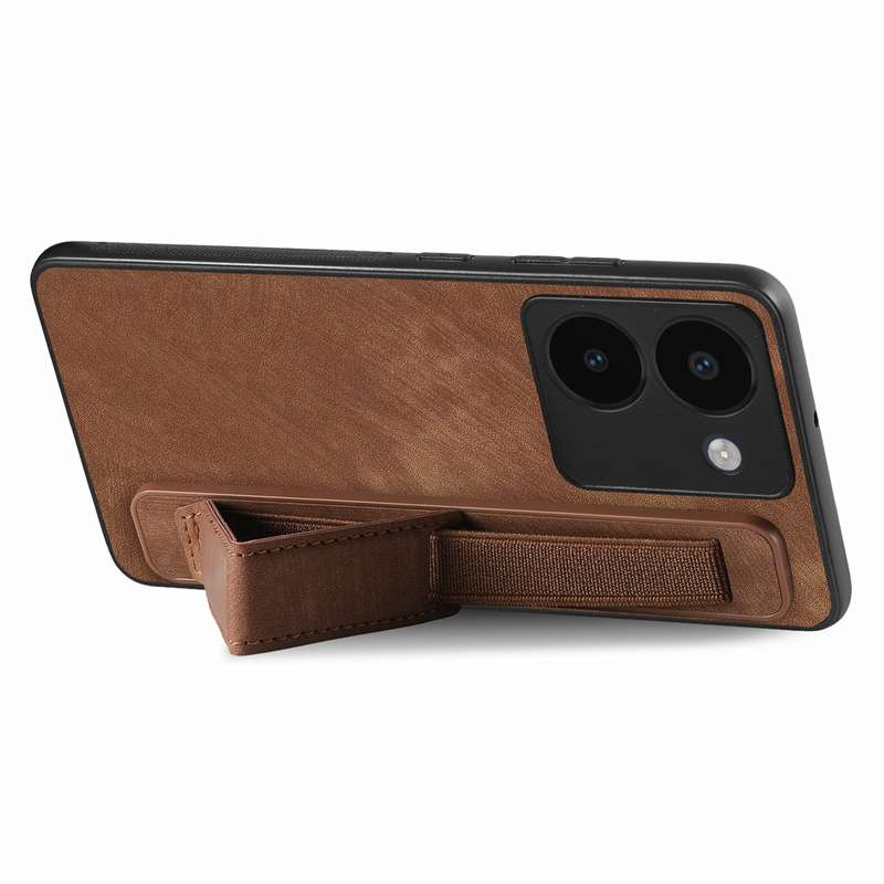 For vivo Y100 IDN Retro Wristband Holder Leather Back Phone Case(Brown)