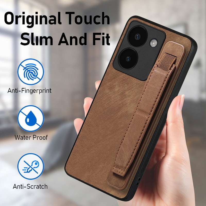 For vivo Y100 IDN Retro Wristband Holder Leather Back Phone Case(Brown)