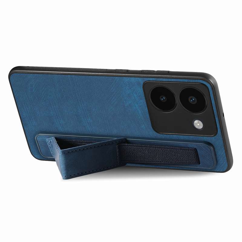 For vivo S16 / V27 Retro Wristband Holder Leather Back Phone Case(Blue)