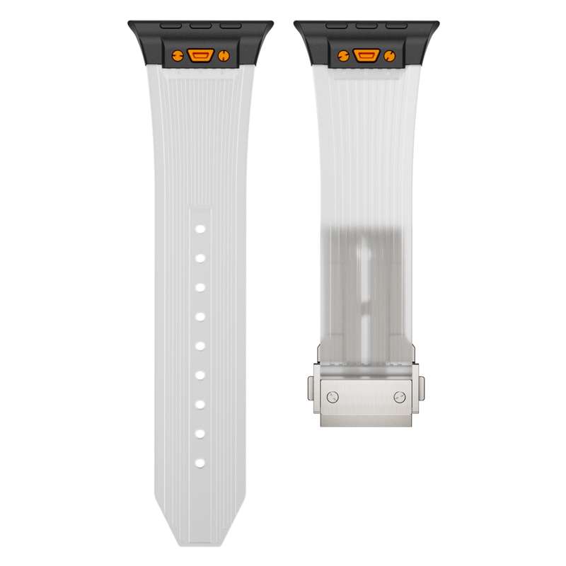 For Apple Watch Series 6 44mm Transparent Silicone Watch Band(Black Transparent)