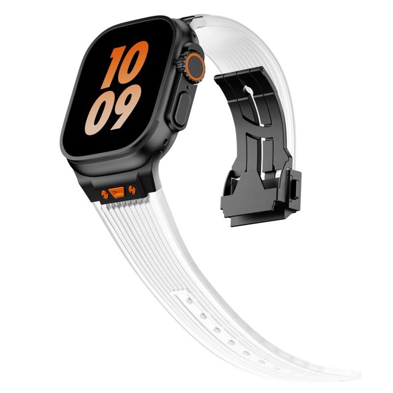 For Apple Watch Series 6 44mm Transparent Silicone Watch Band(Black Transparent)
