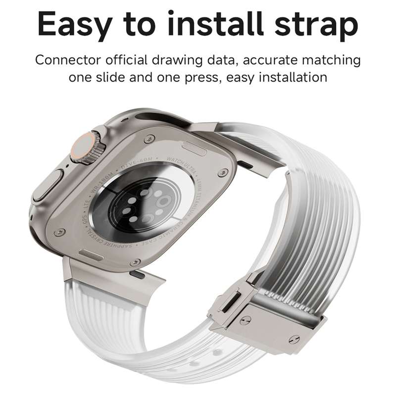 For Apple Watch Series 6 44mm Transparent Silicone Watch Band(Black Transparent)