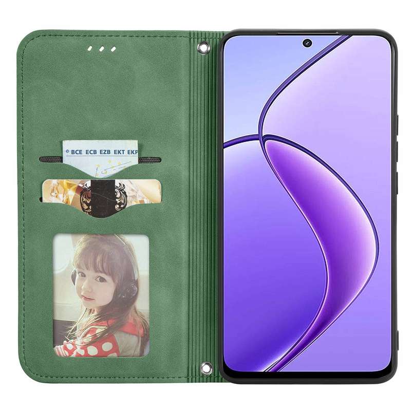 For  Realme 12 Retro Skin Feel Magnetic Flip Leather Phone Case(Green)