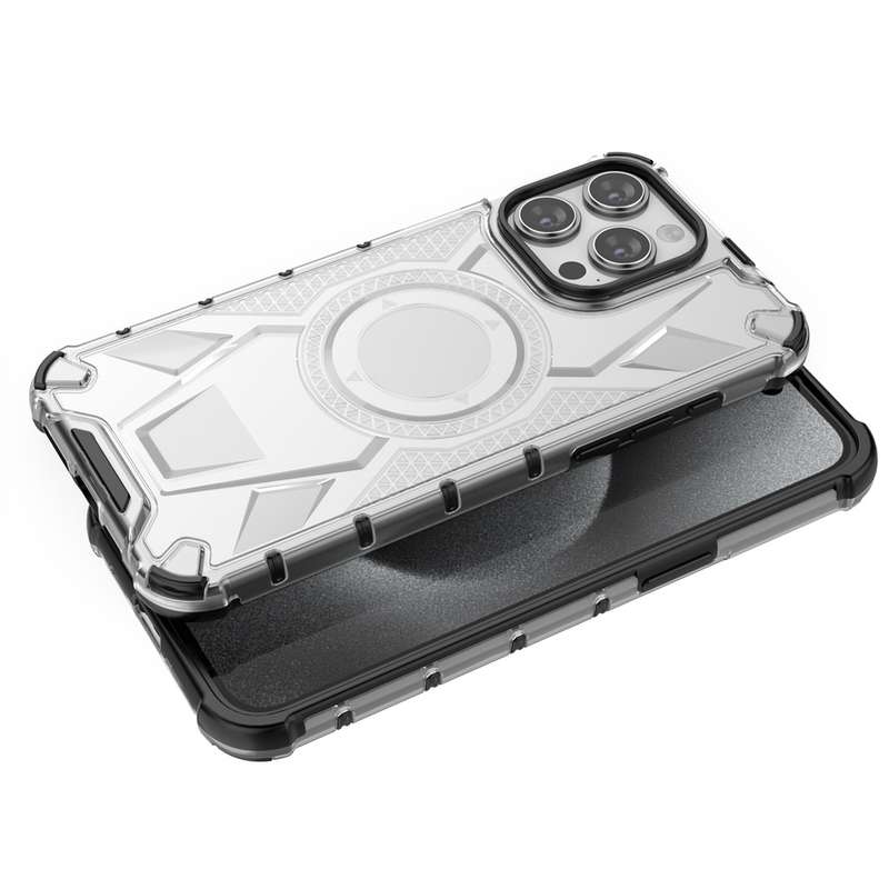 For iPhone 15 Pro Max Armor Holder PC Hybrid TPU Phone Case(Black)