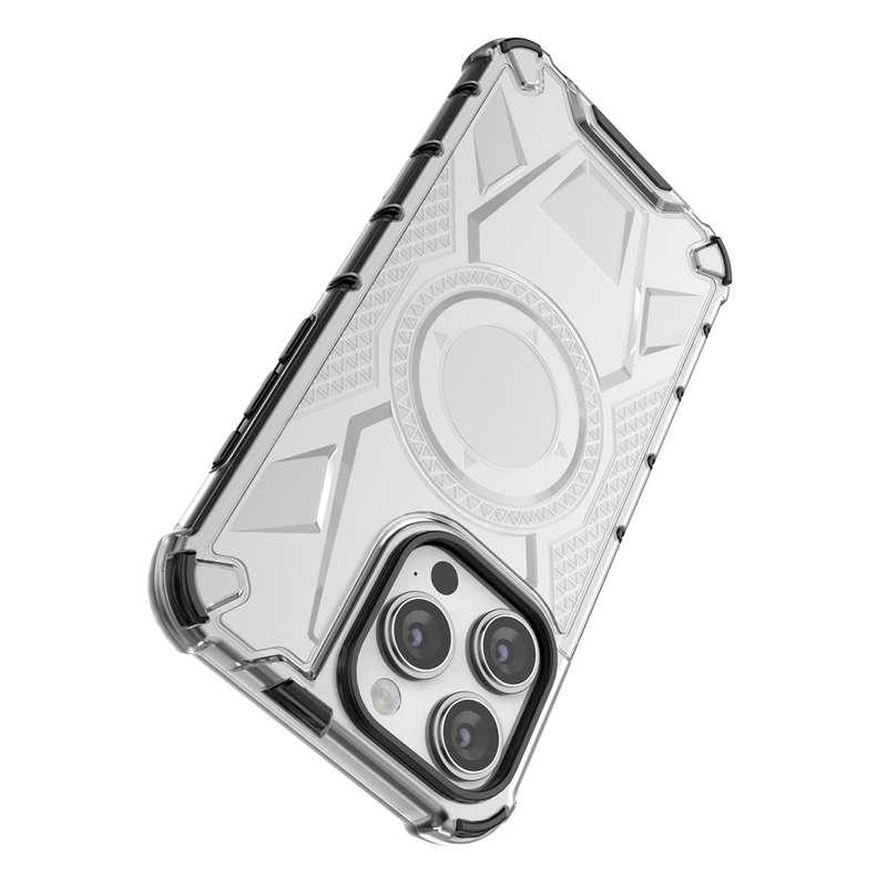 For iPhone 15 Pro Max Armor Holder PC Hybrid TPU Phone Case(Black)