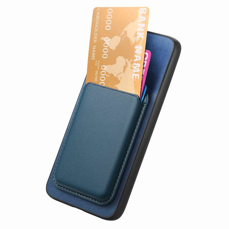 For vivo iQOO 12 Pro 5G Retro Magsafe Card Bag PU Back Cover Phone Case(Blue)
