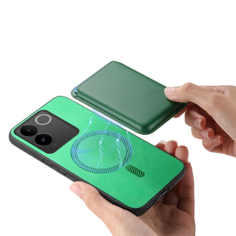For vivo iQOO Neo9 / Neo9 Pro 5G Retro Magsafe Card Bag PU Back Cover Phone Case(Green)