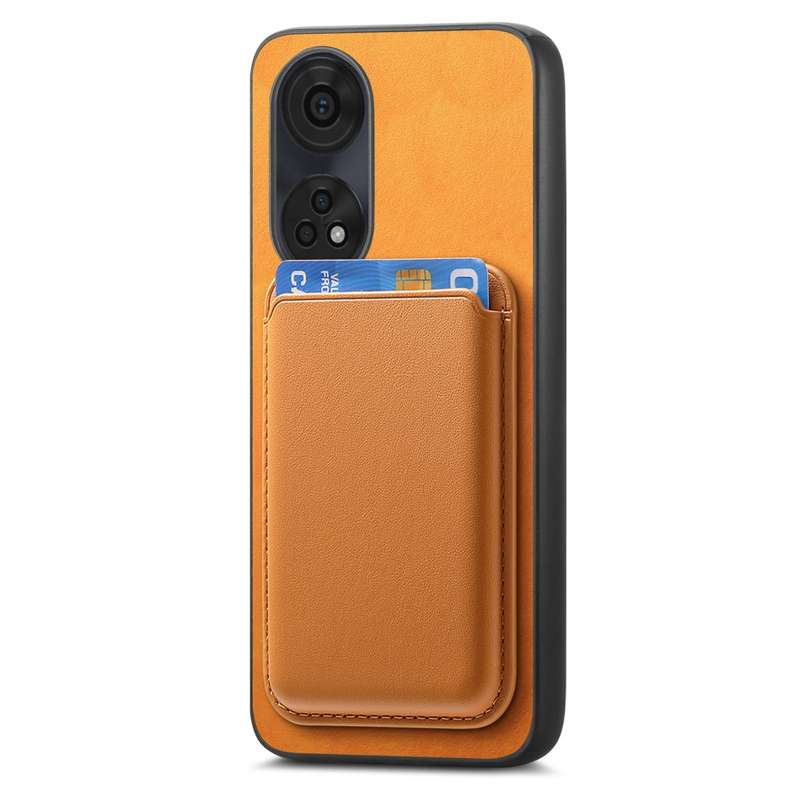 For OPPO Find X7 5G Retro Magsafe Card Bag PU Back Cover Phone Case(Yellow)