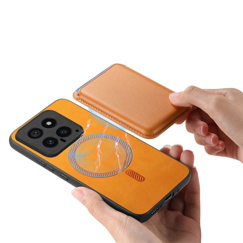 For Xiaomi Redmi A3 Retro Magsafe Card Bag PU Back Cover Phone Case(Yellow)