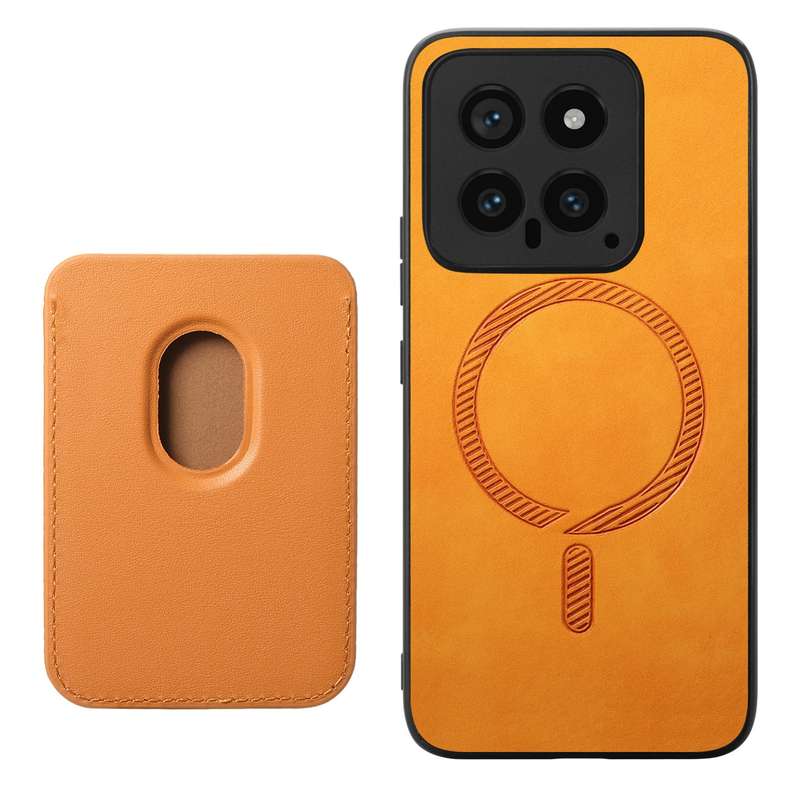 For Xiaomi Redmi A3 Retro Magsafe Card Bag PU Back Cover Phone Case(Yellow)