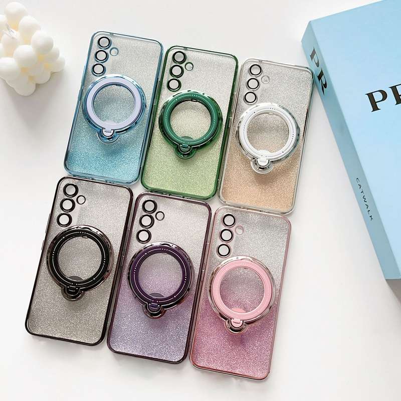 For Samsung Galaxy S23 Ultra 5G Rotation MagSafe Holder Gradient Glitter TPU Phone Case(Night P