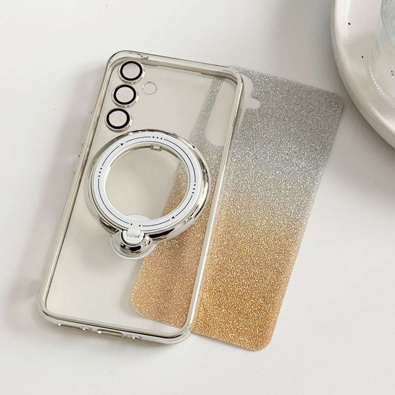 For Samsung Galaxy S23 Ultra 5G Rotation MagSafe Holder Gradient Glitter TPU Phone Case(Night P