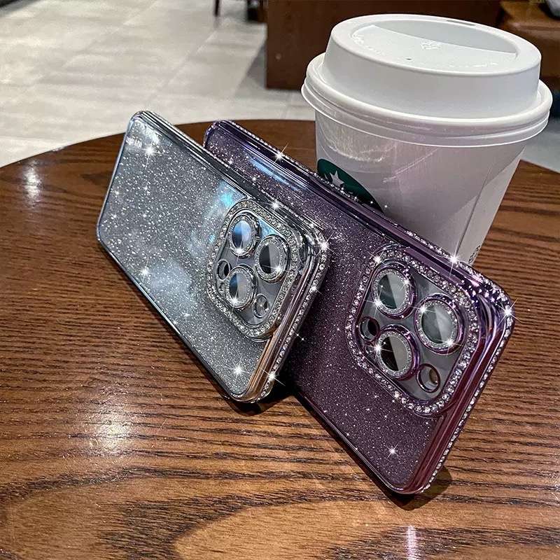 For iPhone 15 Diamond Glitter TPU Phone Case(Blue)