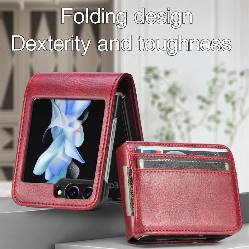 For Samsung Galaxy Z Flip6 5G Solid Color Gloss PU Multi-card Wallet Back Phone Case(Red)