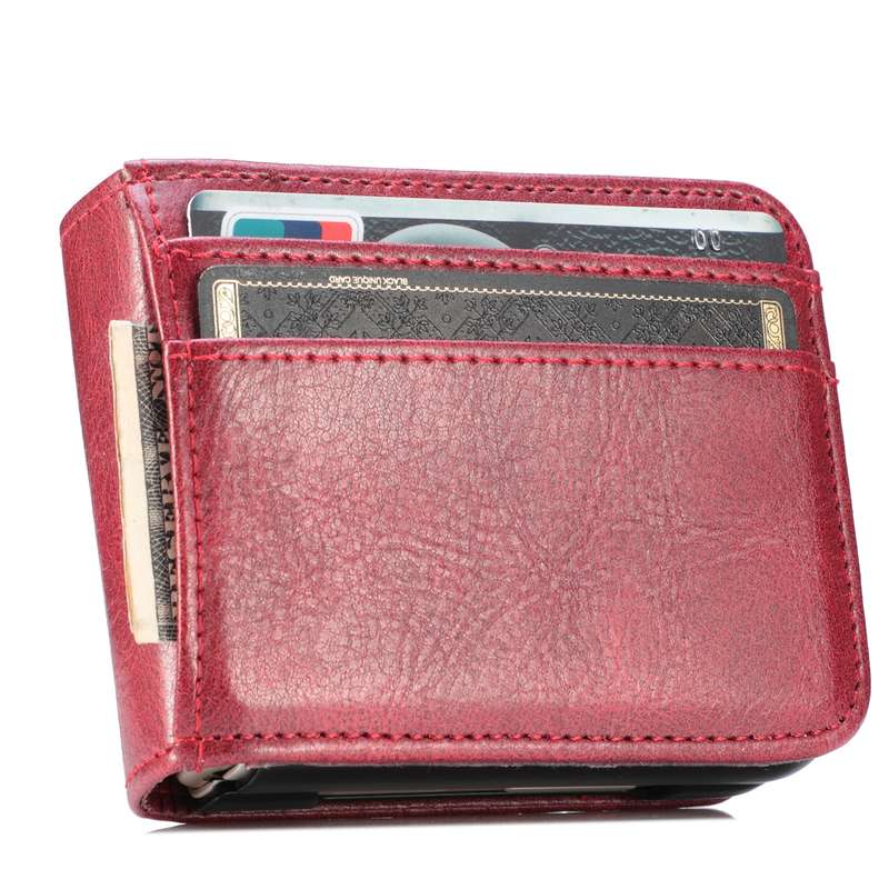 For Samsung Galaxy Z Flip6 5G Solid Color Gloss PU Multi-card Wallet Back Phone Case(Red)